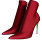 Cherry Red Stretch Stilettos Ankle Boot Shoes