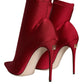 Cherry Red Stretch Stilettos Ankle Boot Shoes