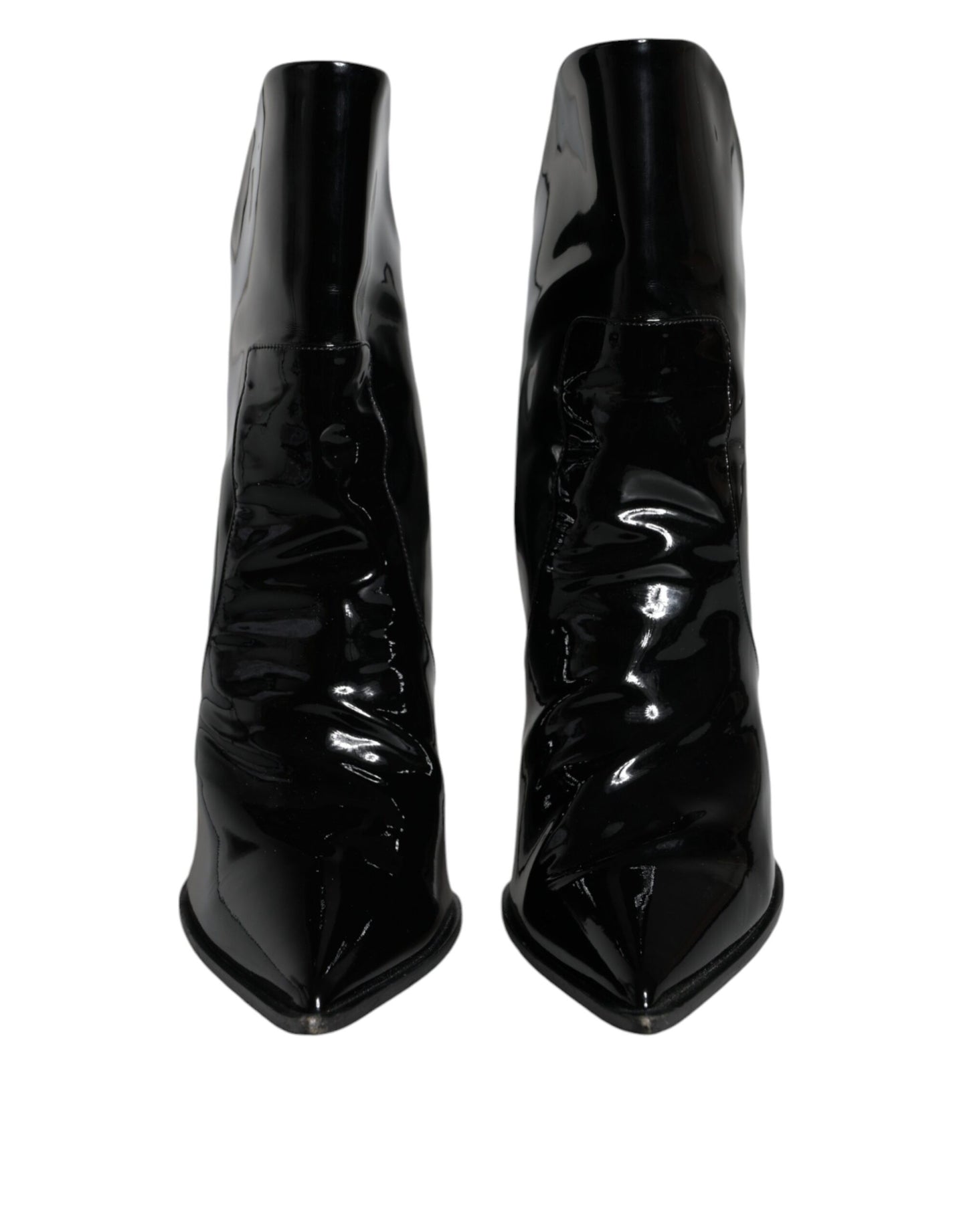 Black Patent Leather Pointed Ankle Boot Shoes