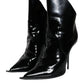 Black Patent Leather Pointed Ankle Boot Shoes