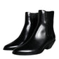 Black Leather Ankle Boots Booties Shoes