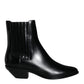 Black Leather Ankle Boots Booties Shoes