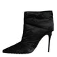 Black DG Logo Padded Heels Ankle Boots Shoes