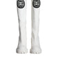 White Cotton Logo Heels Knee High Boots Shoes