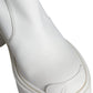 White Cotton Logo Heels Knee High Boots Shoes