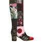 Multicolor Patchwork Print Heeled Boots Shoes