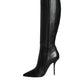 Black Leather Gold Tone Logo High Boots Shoes