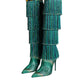 Multicolor Cotton Crystal Tassel High Boots Shoes