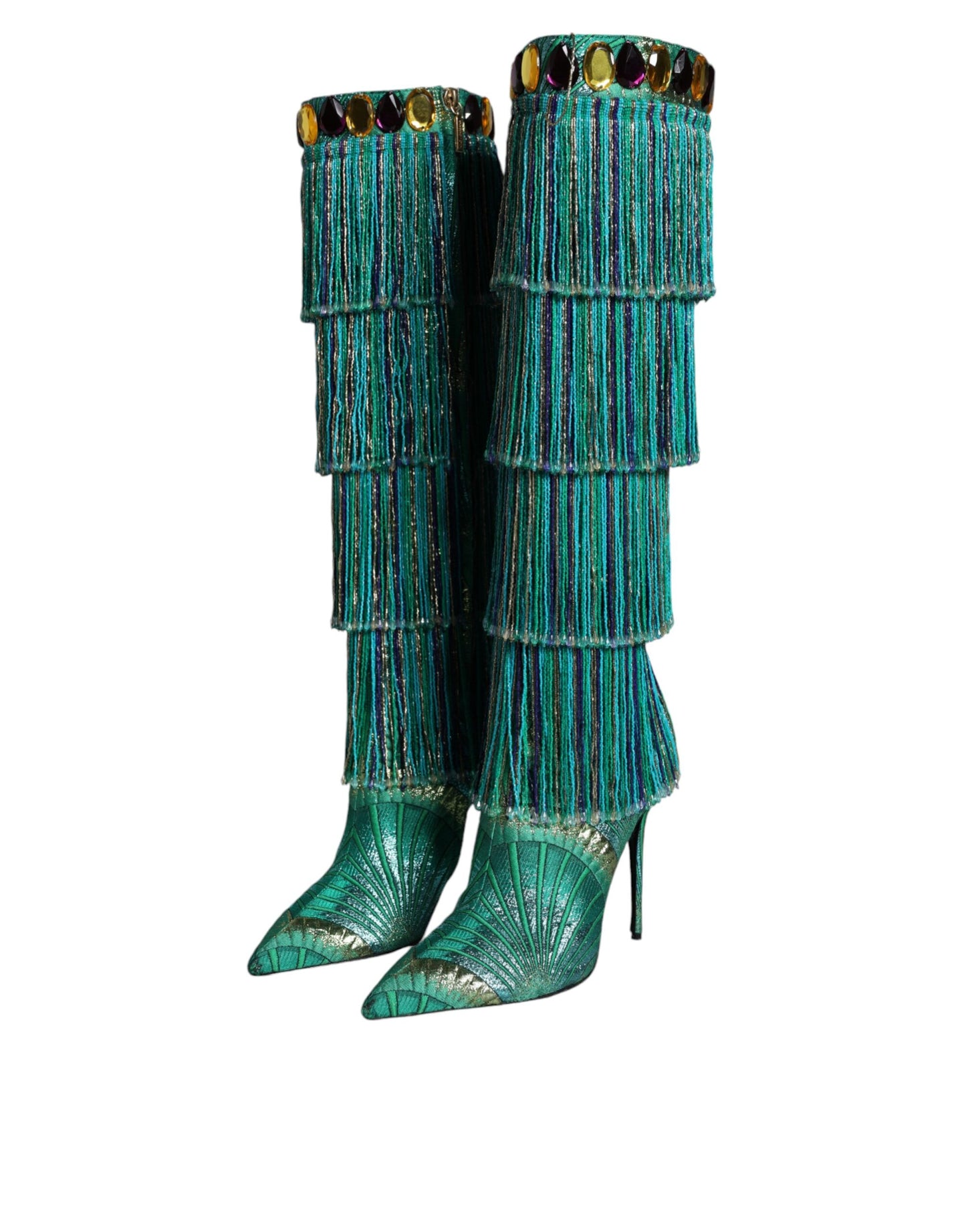 Multicolor Cotton Crystal Tassel High Boots Shoes