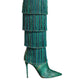 Multicolor Cotton Crystal Tassel High Boots Shoes