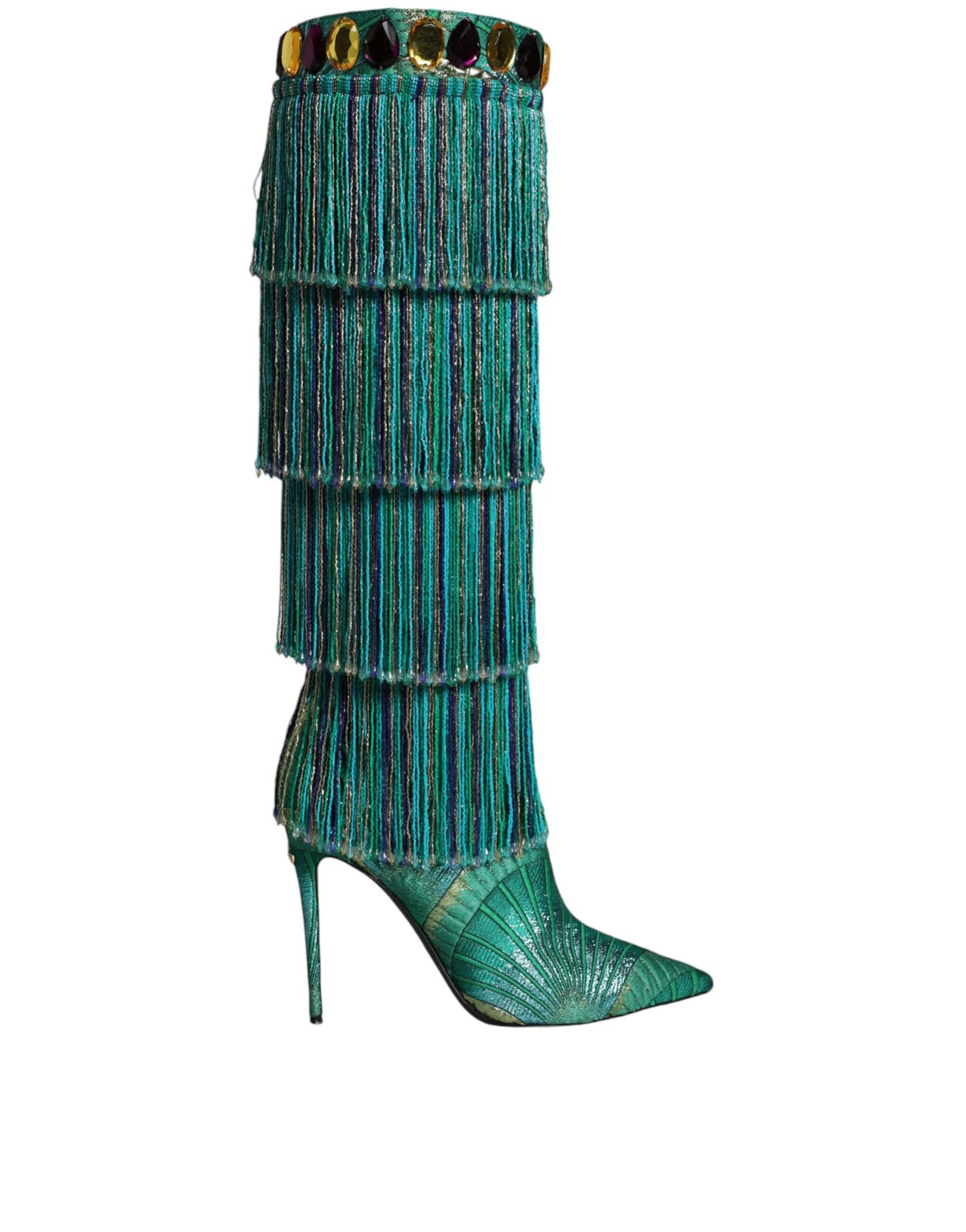 Multicolor Cotton Crystal Tassel High Boots Shoes