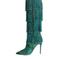 Multicolor Cotton Crystal Tassel High Boots Shoes
