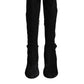 Black Suede Leather Logo Knee High Boots Shoes
