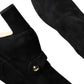 Black Suede Leather Logo Knee High Boots Shoes