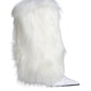 White Fur Leather Heels Mid Calf Boots Shoes