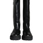 Black Leather Trekking Knee High Boots Shoes