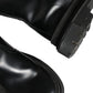 Black Leather Trekking Knee High Boots Shoes