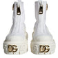 White Leather Rubber Logo Ankle Boots Shoes