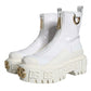 White Leather Rubber Logo Ankle Boots Shoes