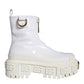 White Leather Rubber Logo Ankle Boots Shoes