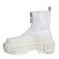 White Leather Rubber Logo Ankle Boots Shoes