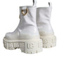 White Leather Rubber Logo Ankle Boots Shoes