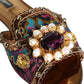 Multicolor Jacquard Embellished Slides Flats Shoes
