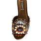 Multicolor Jacquard Embellished Slides Flats Shoes