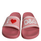 Pink Leather I Love D&G Sandals Slides Shoes