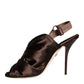 Brown Satin Slingback Heels Sandals Shoes