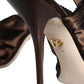 Brown Satin Slingback Heels Sandals Shoes