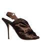 Brown Satin Slingback Heels Sandals Shoes
