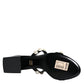 Black Leather Pearls Slides Sandals Shoes