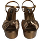 Gold Leather Platform Keira Sandals Shoes