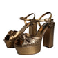 Gold Leather Platform Keira Sandals Shoes