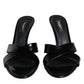 Black Leather Slides Keira Sandals Shoes