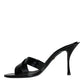 Black Leather Slides Keira Sandals Shoes