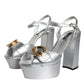 Silver Leather Platform Logo Keira Sandals Shoes