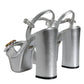 Silver Leather Platform Logo Keira Sandals Shoes