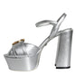 Silver Leather Platform Logo Keira Sandals Shoes