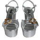 Silver Leather Platform Logo Keira Sandals Shoes