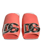 Pink Salmon Leather Flat Slides Sandals Shoes