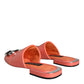 Pink Salmon Leather Flat Slides Sandals Shoes