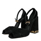 Black Crystal Ankle Strap Sandals Shoes