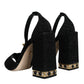 Black Crystal Ankle Strap Sandals Shoes