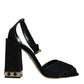 Black Crystal Ankle Strap Sandals Shoes