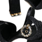 Black Crystal Ankle Strap Sandals Shoes
