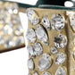 Green Crystal Leather Slides Sandals Shoes