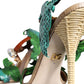 Emerald Embellished Leather Heels Sandals Shoes
