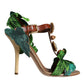 Emerald Embellished Leather Heels Sandals Shoes